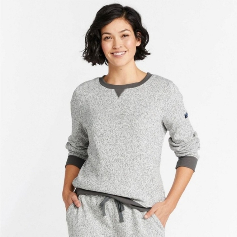 L.L. Bean Lightweight Sweater Fleece Top Gray Crewneck Knit Top 510694 Size M